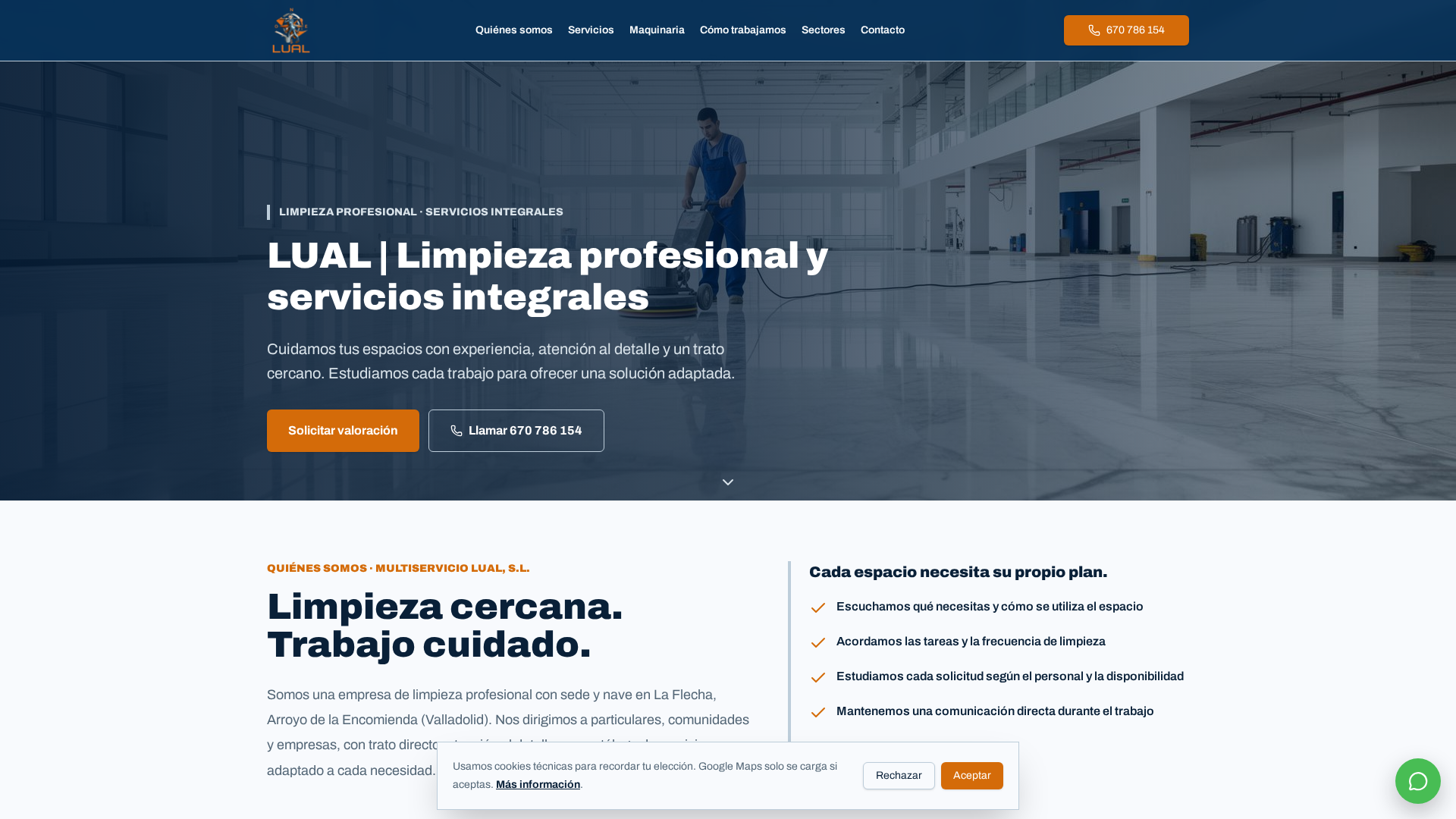 Web de una empresa de limpieza (LUAL, Valladolid)